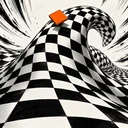 The Grid logo: an inked checkerboard wave with an orange cube